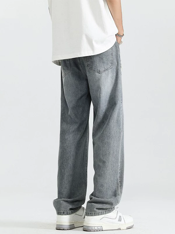 Quần jeans nam kiểu Mỹ màu xanh retro của Jeanswest, quần ống rộng rách thời trang mỏng mùa hè, dáng thẳng, rộng rãi.