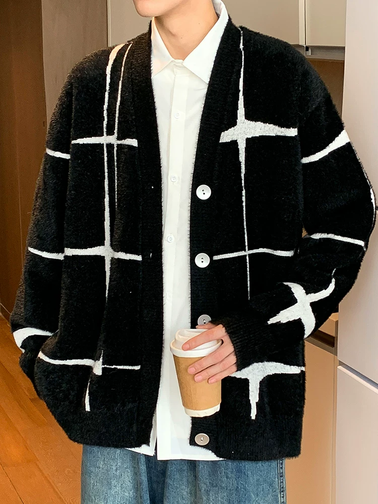 Áo len cardigan kiểu Mỹ của Jeanswest dành cho nam, áo len dáng rộng phong cách lười biếng mùa thu đông.