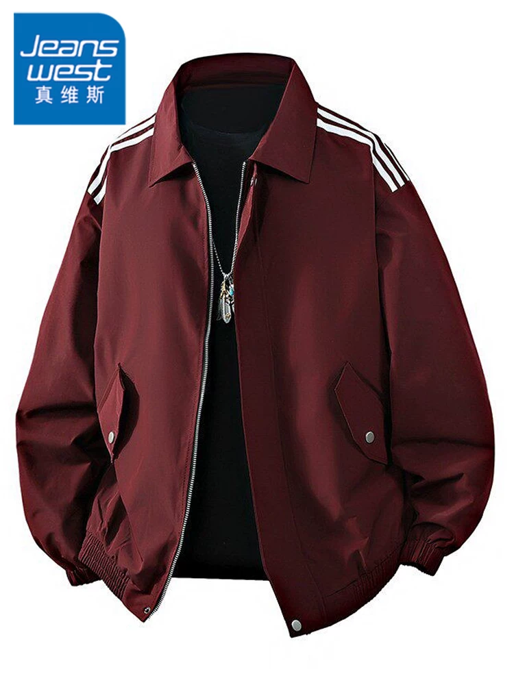Áo khoác nam ba sọc kiểu Mỹ của Jeanswest, áo khoác thường ngày dáng rộng cao cấp mùa xuân thu