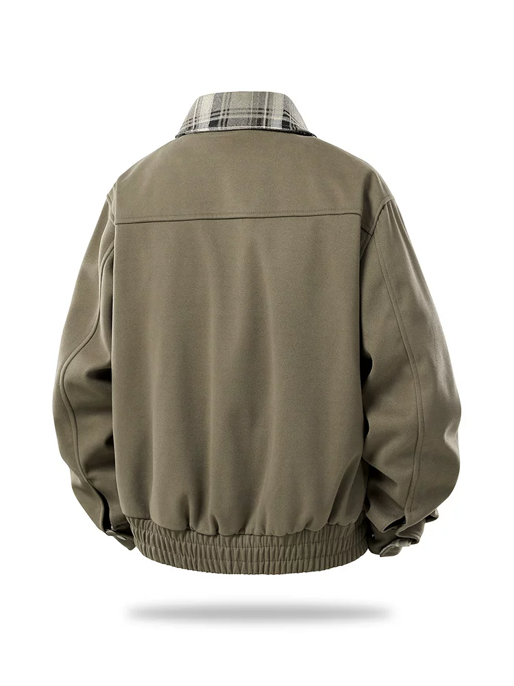 Áo khoác nam Jeanswest cao cấp giả hai lớp, phối họa tiết kẻ caro, kiểu dáng cổ điển, phong cách Mỹ, thích hợp cho mùa xuân và mùa thu.