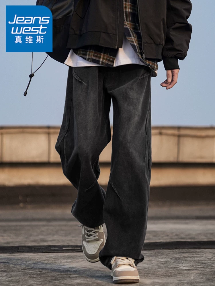 Quần jeans nam cao cấp phong cách Mỹ của Jeanswest, mẫu mới xuân thu 2026, thương hiệu thời thượng, dáng rộng, dài.