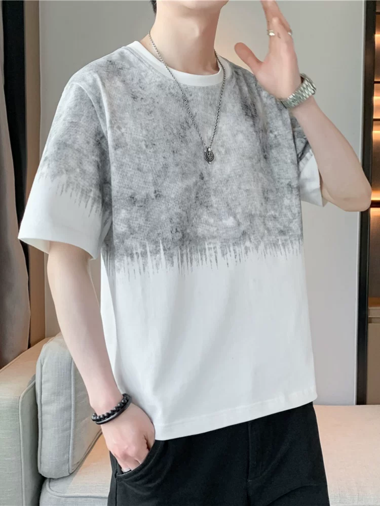 Áo thun cổ tròn dáng rộng phong cách Mỹ của Jeanswest dành cho nam, tay ngắn mùa hè, áo ngắn tay cao cấp, thoáng khí, phong cách thường ngày.