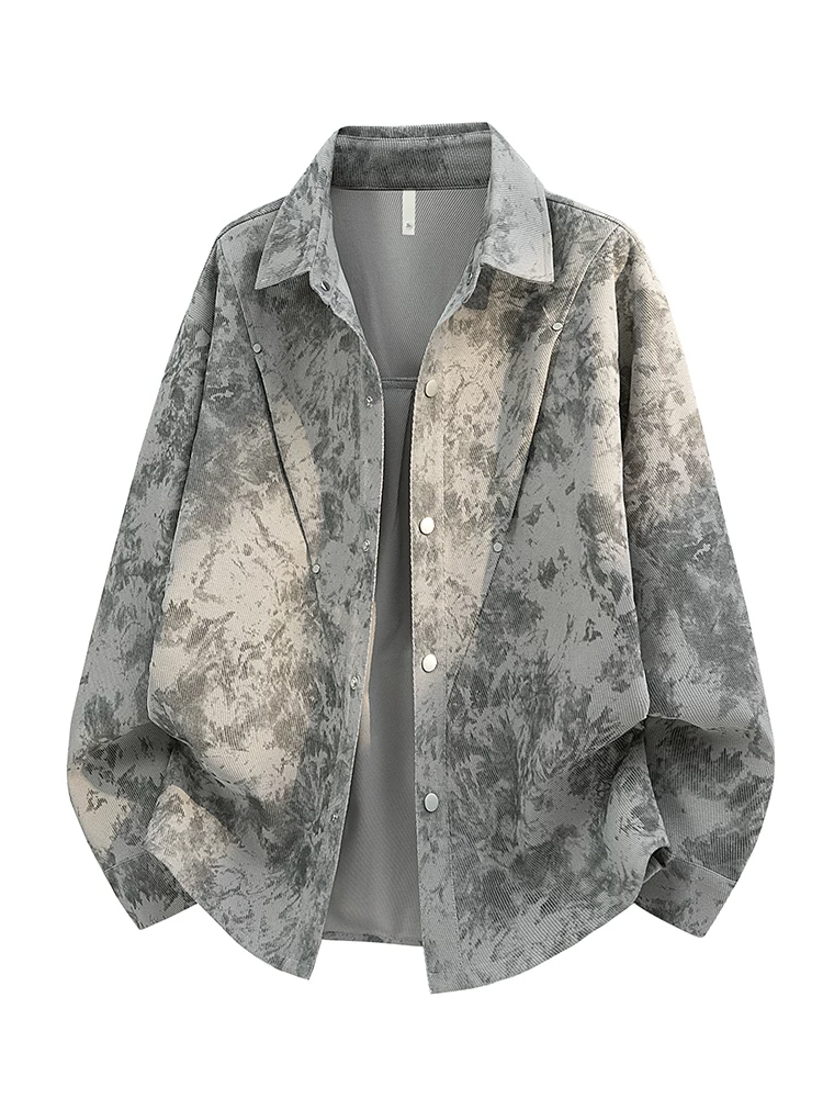 Áo sơ mi nam cổ điển nhuộm tie-dye phong cách Mỹ của Jeanswest, kiểu dáng mới mùa xuân thu, rộng rãi, thời trang và đa năng.