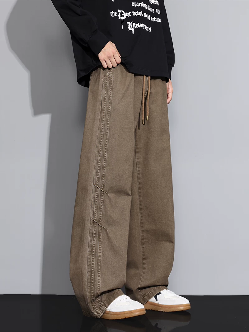 Quần dài nam Jeanswest 2026 kiểu mới, 100% cotton nguyên chất, chất liệu vải đã qua xử lý, dáng rộng, ống rộng, phong cách thường ngày, thích hợp cho mùa xuân và mùa thu.