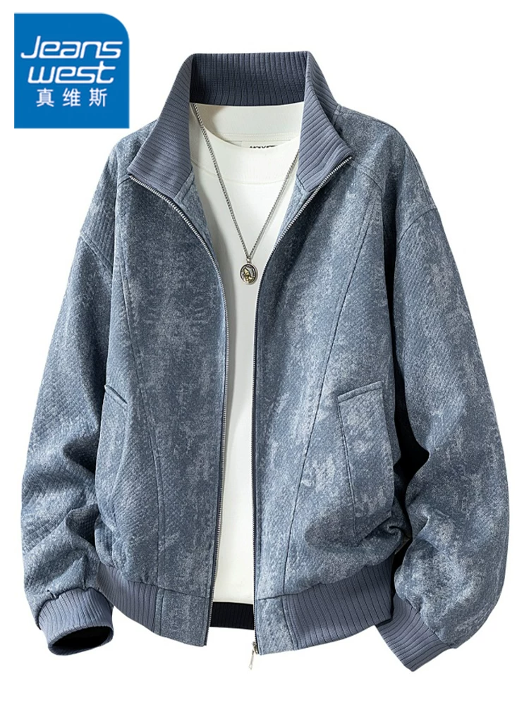 Áo khoác cổ đứng phong cách retro của Jeanswest dành cho nam, mùa xuân thu, thương hiệu thời thượng cao cấp, áo khoác ngoài dáng rộng thoải mái.