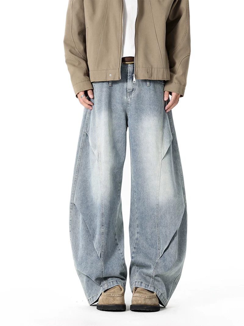 Quần jeans ống rộng vintage của Jeanswest dành cho nam, thương hiệu thời trang đường phố cao cấp của Mỹ mùa thu đông, quần dài phong cách và cao cấp.