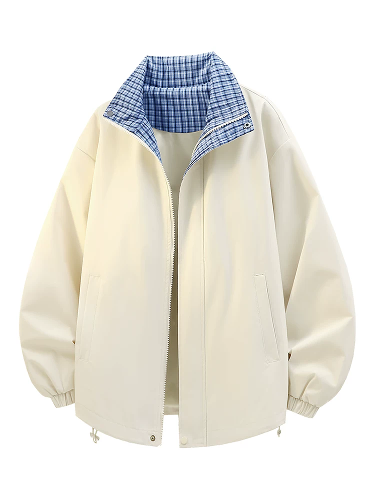 Áo khoác kẻ sọc cổ đứng kiểu Mỹ của Jeanswest dành cho nam, mùa xuân thu, thương hiệu thời trang cao cấp, áo khoác ngoài dáng rộng thoải mái.
