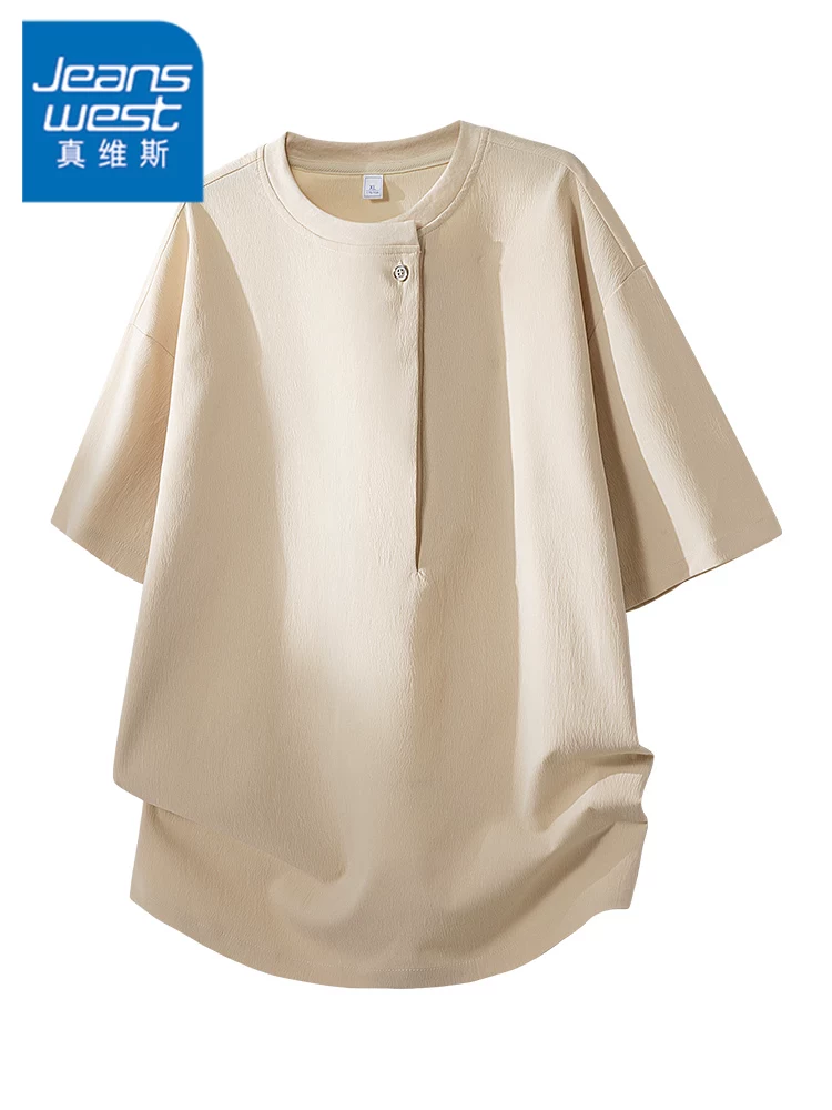 Áo thun cổ tròn thương hiệu thời trang phong cách Mỹ của Jeanswest dành cho nam, kiểu dáng rộng rãi cao cấp mùa hè, đa năng, thoáng khí, thân thiện với làn da, áo ngắn tay.