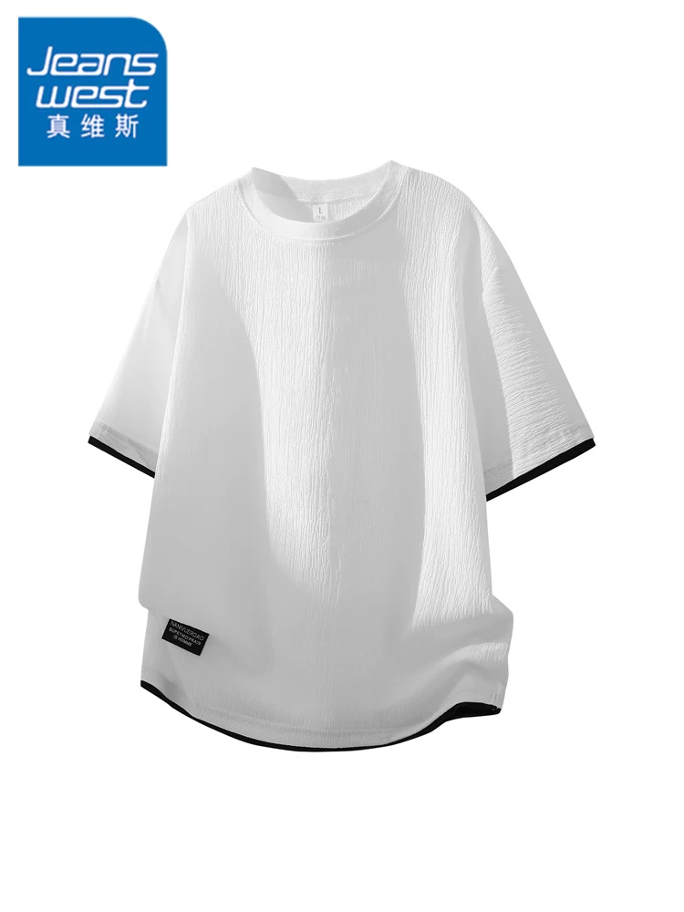 Áo thun cổ tròn dáng rộng thông thường của Jeanswest dành cho nam, áo thun ngắn tay thoáng khí mùa hè thân thiện với làn da, thương hiệu thời trang cao cấp, hợp thời trang.