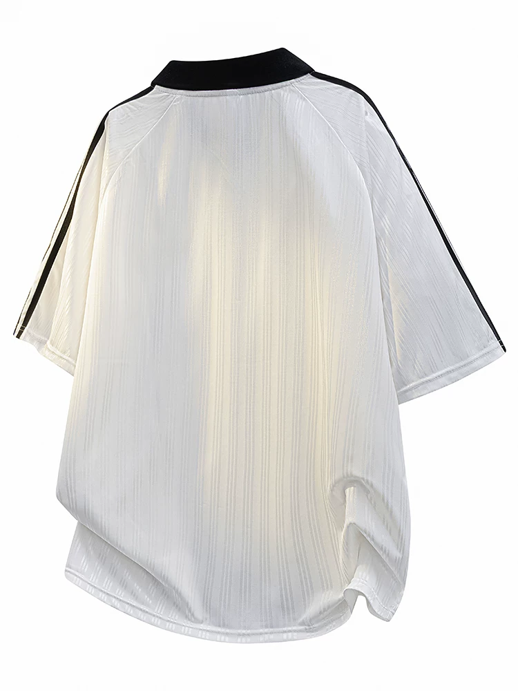 Áo thun cổ bẻ ba sọc phong cách Mỹ của Jeanswest dành cho nam, thương hiệu thời trang cao cấp mùa hè, tay ngắn rộng rãi và thoáng khí.
