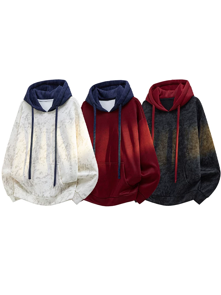 Áo nỉ có mũ trùm đầu màu sắc phong cách Mỹ của Jeanswest dành cho nam, mùa xuân thu, dáng rộng, thương hiệu thời thượng, cảm giác cao cấp, áo kiểu sành điệu.