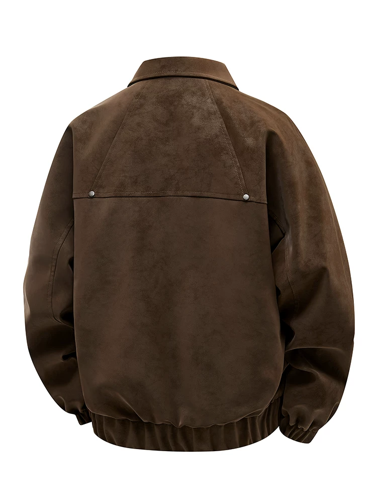 Áo khoác da cổ điển có ve áo kiểu thường ngày của Jeanswest dành cho nam giới, áo khoác ngoài đa năng cao cấp hợp thời trang mùa xuân và mùa thu.