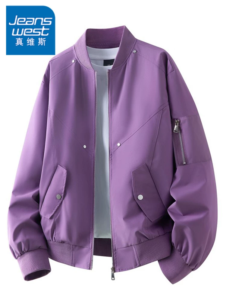 Áo khoác công sở cổ bóng chày kiểu Mỹ của Jeanswest dành cho nam, áo khoác phi công thời trang rộng rãi, thoải mái, hợp thời trang mùa xuân thu.