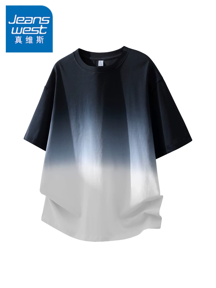 Áo thun nam Jeanswest 100% cotton nguyên chất, phối màu, thương hiệu thời trang cao cấp mùa hè, kiểu dáng rộng rãi, thoáng khí, thân thiện với làn da, tay ngắn.