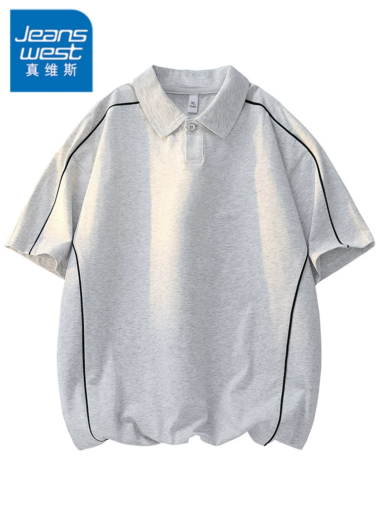 Áo thun lụa băng cổ bẻ phong cách Mỹ của thương hiệu thời trang Jeanswest dành cho nam, áo polo đa năng, rộng rãi, thoáng khí, thân thiện với làn da, mùa hè.
