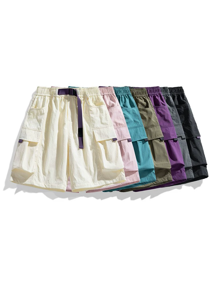 Quần short chức năng kiểu Mỹ màu xanh quân đội của Jeanswest dành cho nam giới, quần short thường ngày mỏng mùa hè dành cho các cặp đôi.