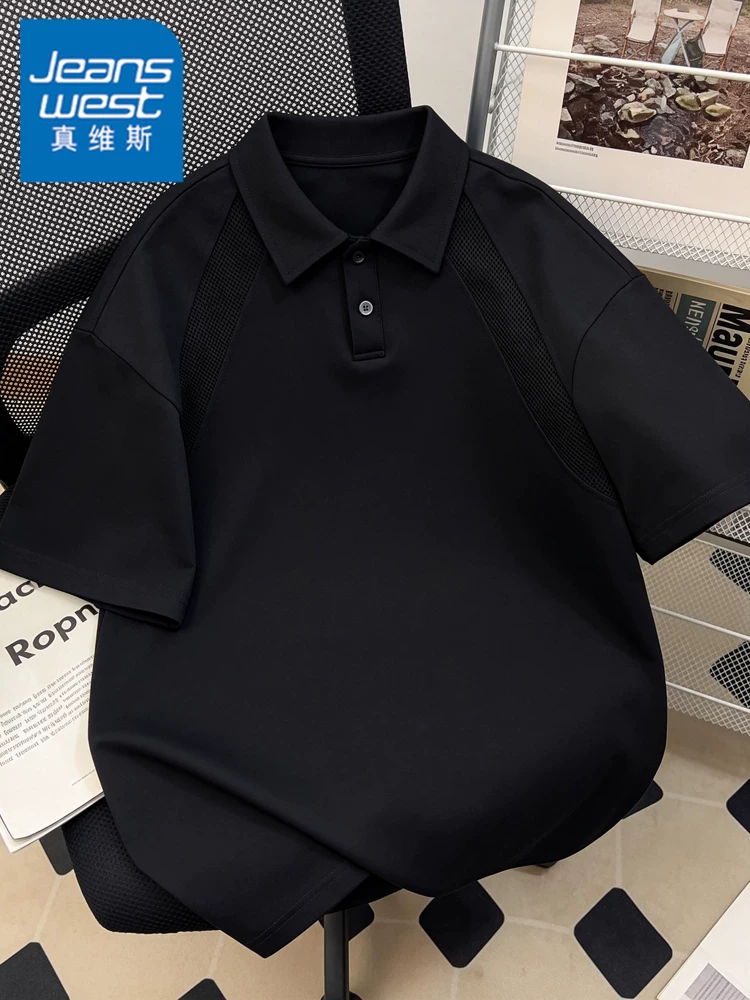Áo thun polo dáng rộng màu trơn phong cách Mỹ của Jeanswest dành cho nam, tay ngắn thời trang cao cấp mùa hè.