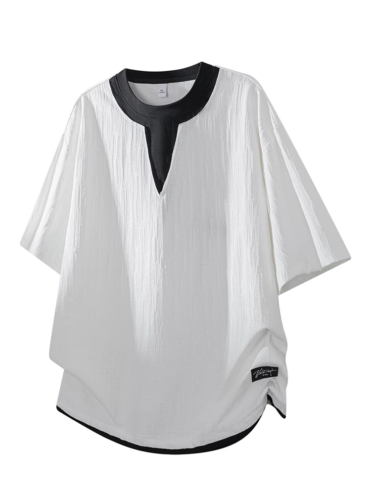 Áo thun cổ tròn giả hai mảnh phong cách Mỹ của Jeanswest dành cho nam, thương hiệu thời trang cao cấp mùa hè, tay ngắn rộng rãi, thoáng khí.