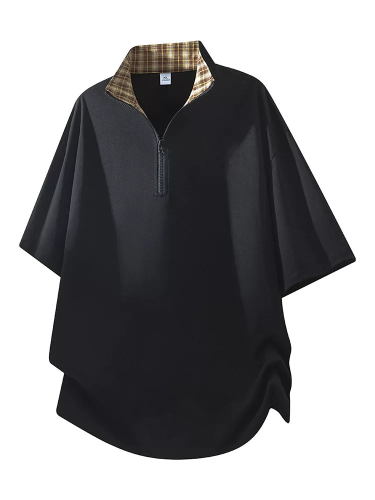 Áo thun cao cấp phối màu nửa khóa kéo Jeanswest dành cho nam, kiểu dáng rộng rãi, thoáng khí, thân thiện với làn da, thời trang, tay ngắn mùa hè.