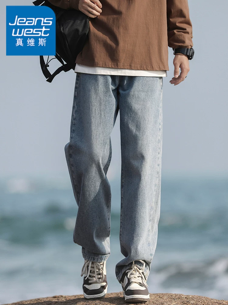Quần jean nam ống đứng cao cấp phong cách Mỹ của Jeanswest, quần dài dáng rộng thoải mái hợp thời trang mùa xuân thu.
