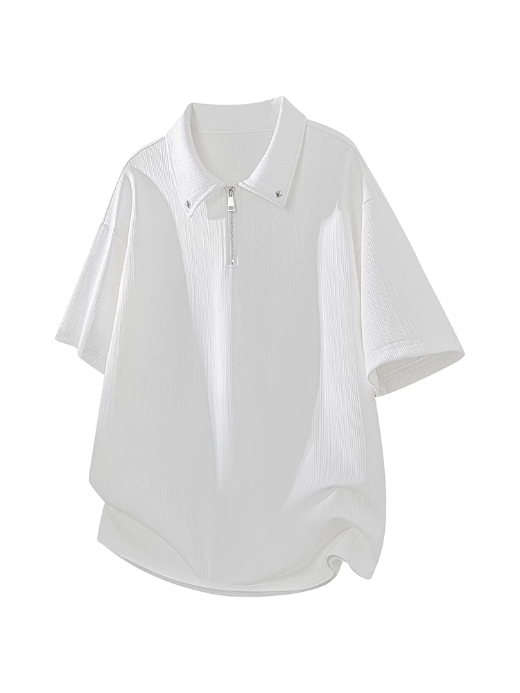 Áo thun nam cổ trụ nửa khóa kéo kiểu Mỹ của Jeanswest, mùa xuân hè, thương hiệu thời trang cao cấp, dáng rộng thoải mái, thoáng khí, tay ngắn.