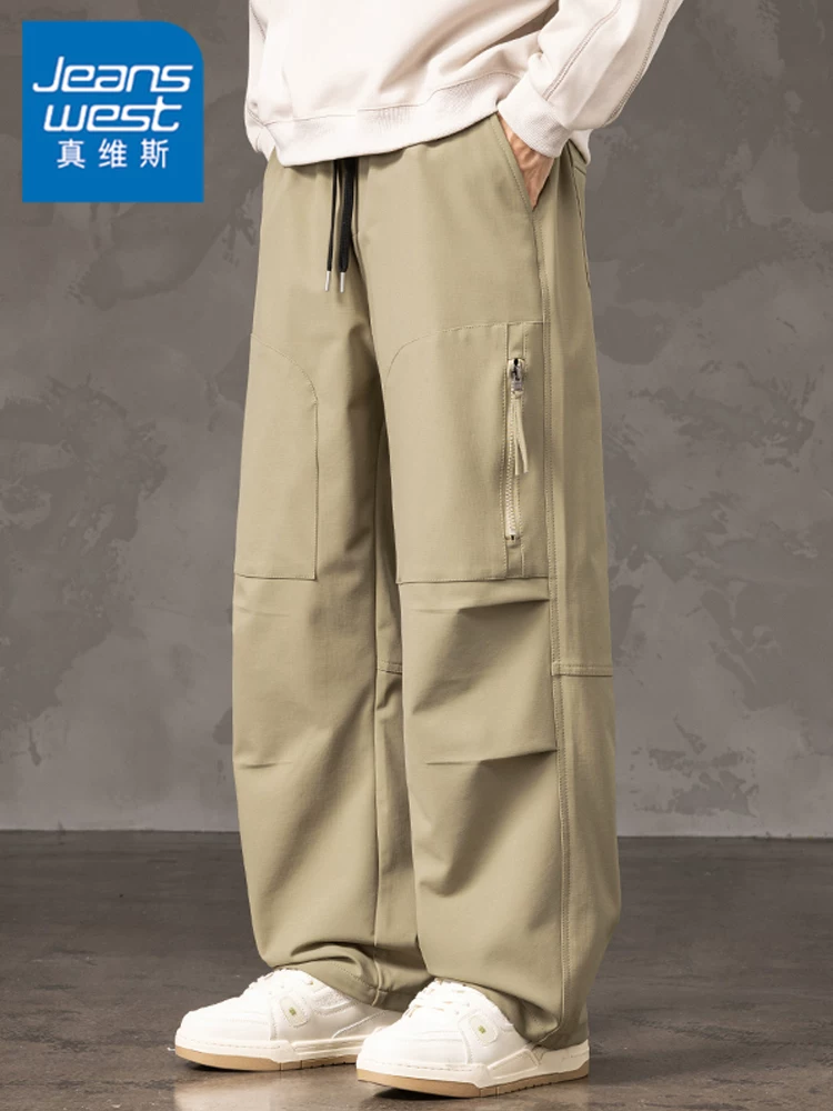 Quần dài ống rộng phong cách Mỹ của Jeanswest dành cho nam, quần dài ống rộng dáng rộng đa năng hợp thời trang mùa xuân thu, quần dài cao cấp thương hiệu thời thượng.