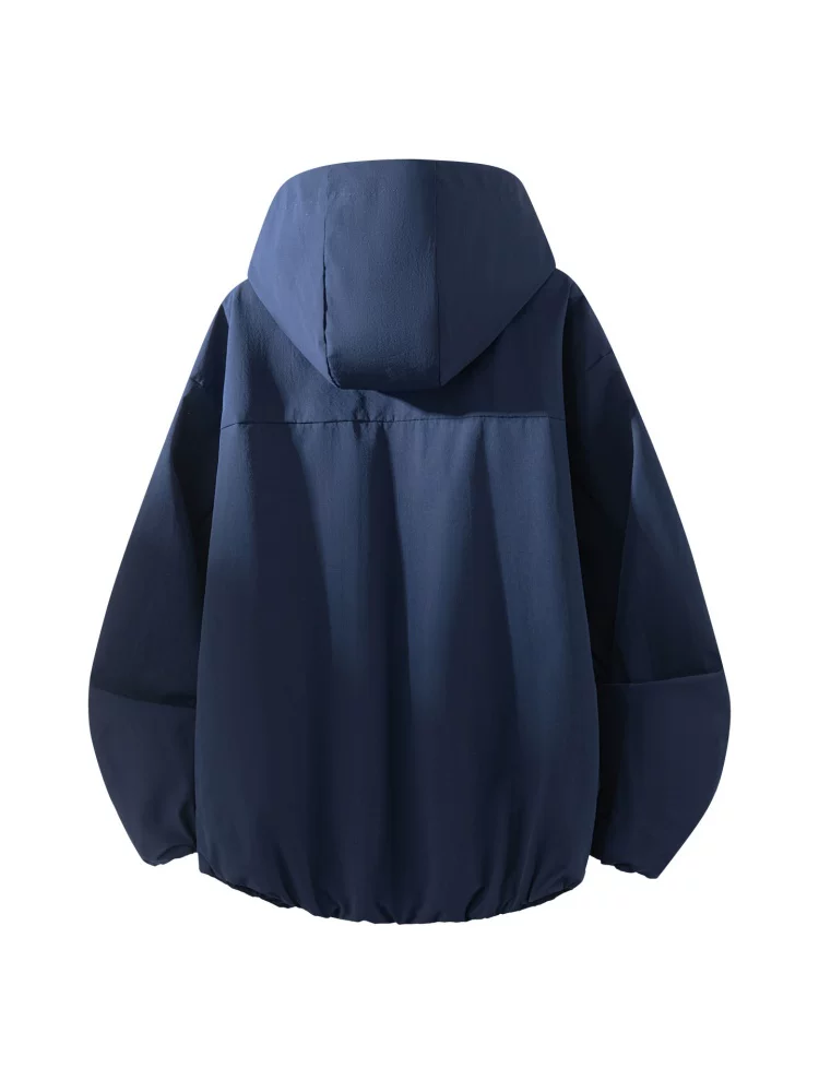 Áo khoác đen có mũ trùm đầu dáng rộng cao cấp của Jeanswest dành cho nam, áo khoác chống gió thông thường hợp thời trang theo phong cách Mỹ mùa xuân thu.