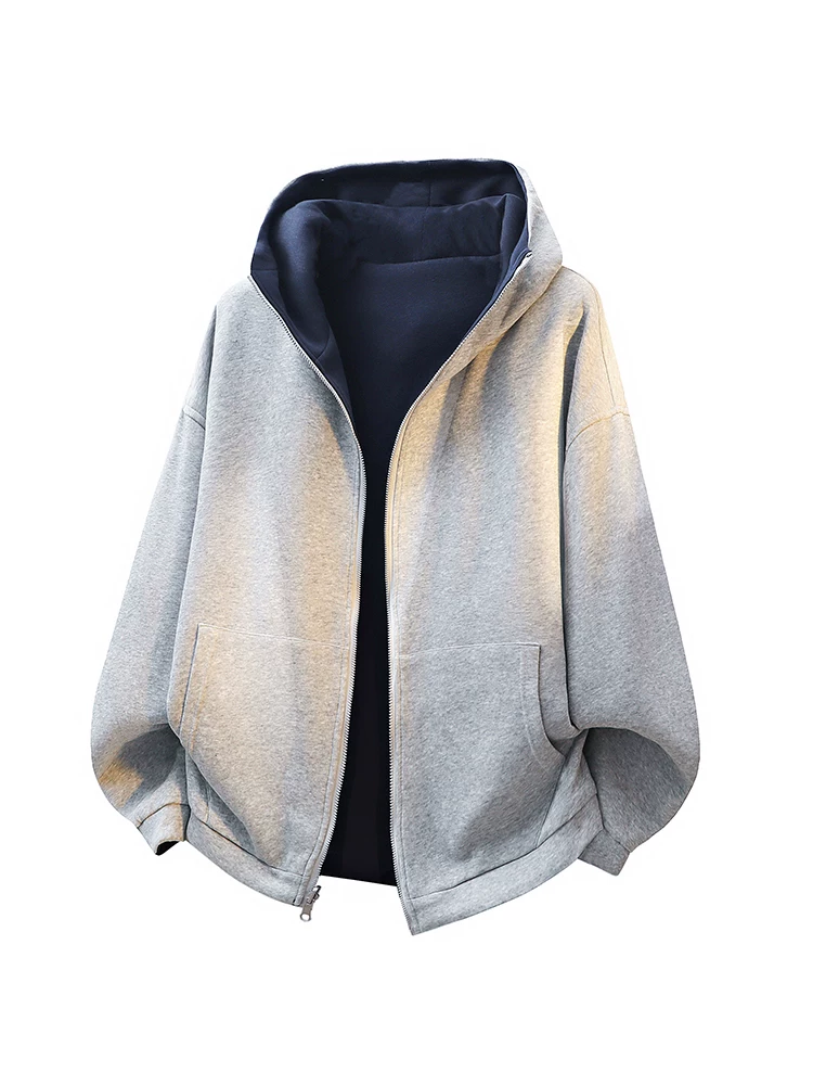 Áo nỉ có mũ hai mặt kiểu Mỹ của Jeanswest dành cho nam, áo thun cao cấp thương hiệu thời trang rộng rãi, phong cách thường ngày mùa xuân thu.