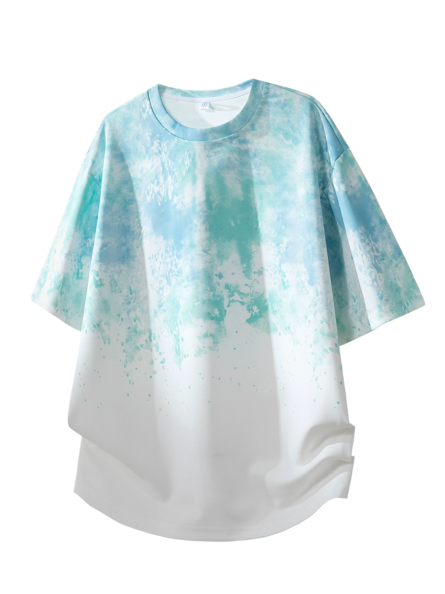 Áo thun nam Jeanswest chất liệu lụa đá nhuộm tie-dye, kiểu dáng rộng rãi mùa hè, cảm giác cao cấp, thoáng khí, nhanh khô, áo ngắn tay thời trang.