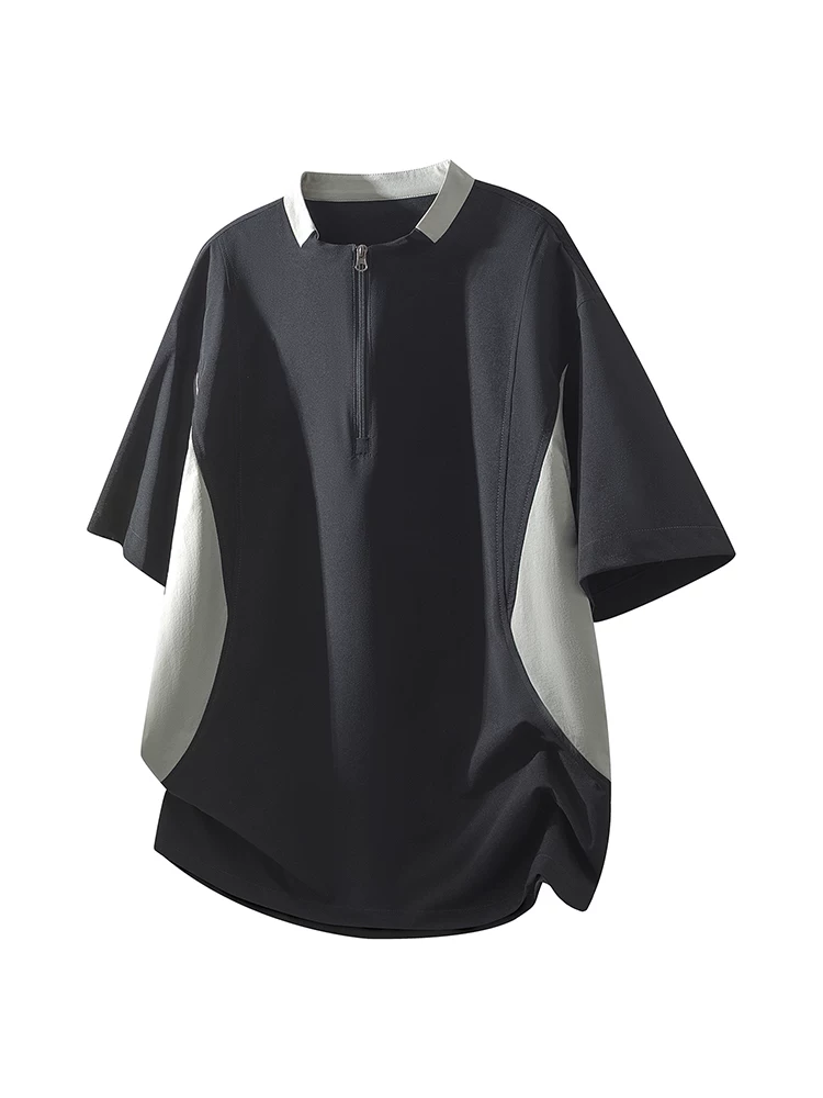 Áo thun nam cổ đứng nửa khóa kéo kiểu Mỹ của Jeanswest, thương hiệu thời trang cao cấp mùa hè, tay ngắn thoáng khí và thân thiện với làn da.