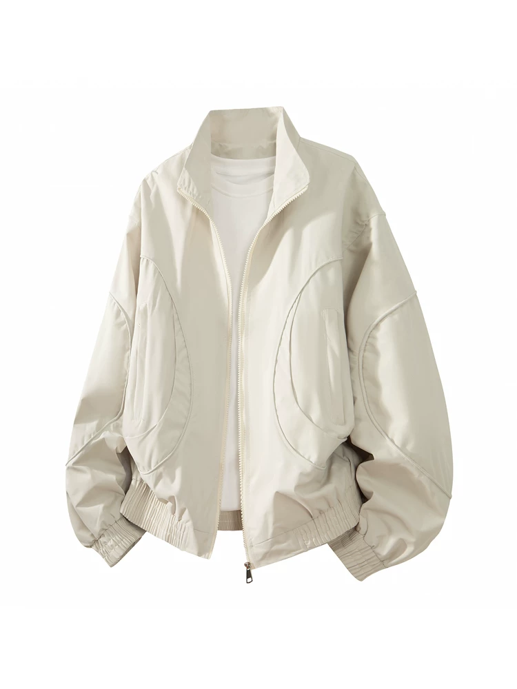 Áo khoác dáng rộng cổ đứng phong cách Mỹ của Jeanswest dành cho nam, mùa xuân thu, thương hiệu thời thượng cao cấp, áo khoác ngoài màu trơn cá tính và sành điệu.