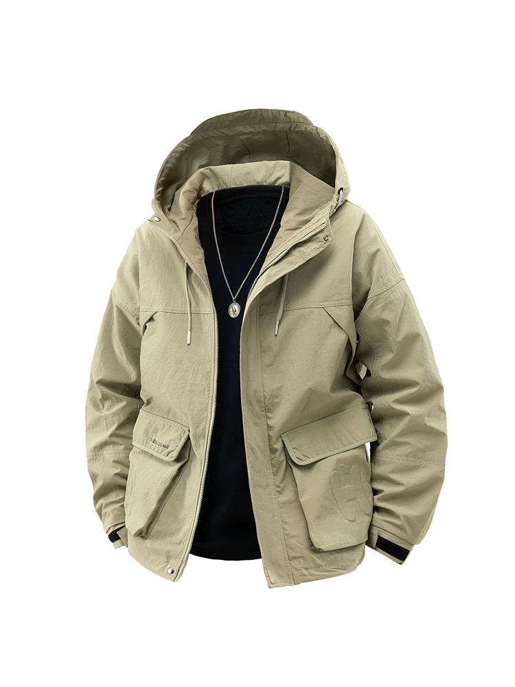 Áo khoác có mũ trùm đầu kiểu dáng công sở ngoài trời mới của Jeanswest dành cho nam, dáng rộng, cỡ lớn, áo khoác ngoài thông thường đa năng cho mùa xuân và mùa thu.