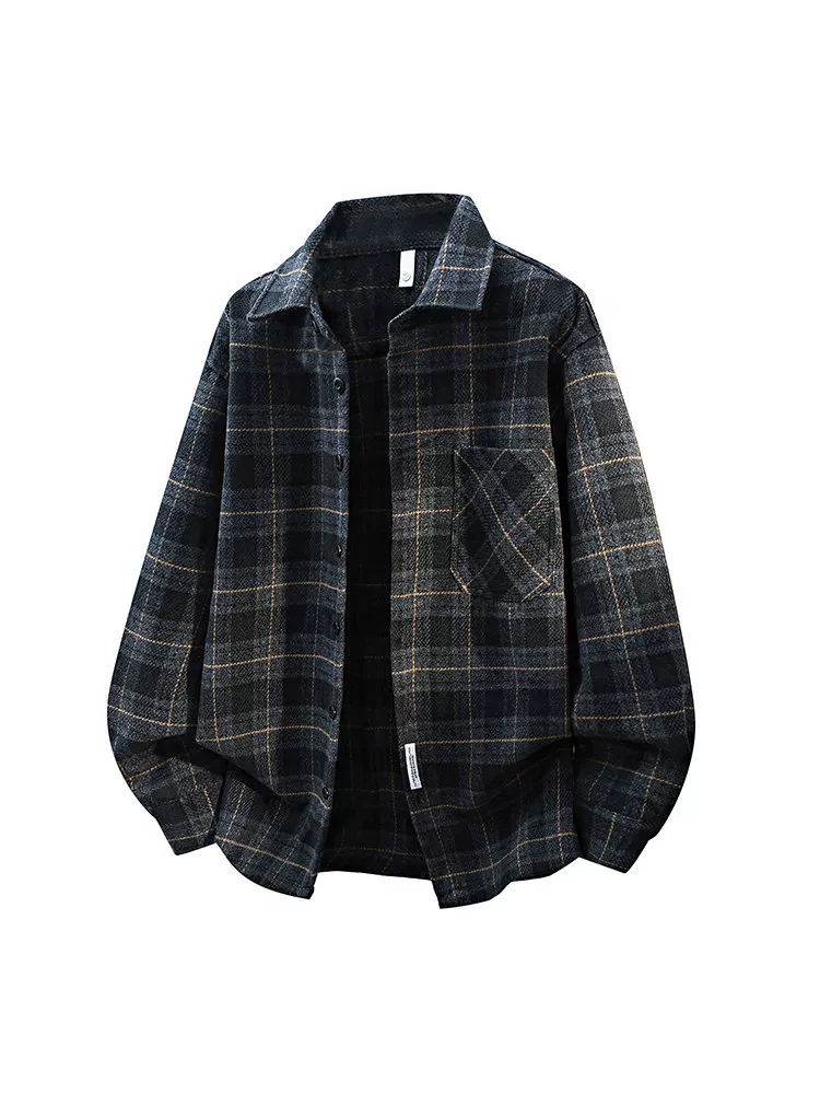 Áo khoác nam Jeanswest kẻ caro phối màu, kiểu dáng casual, mùa xuân thu 2026, phong cách Mỹ mới, dáng rộng.