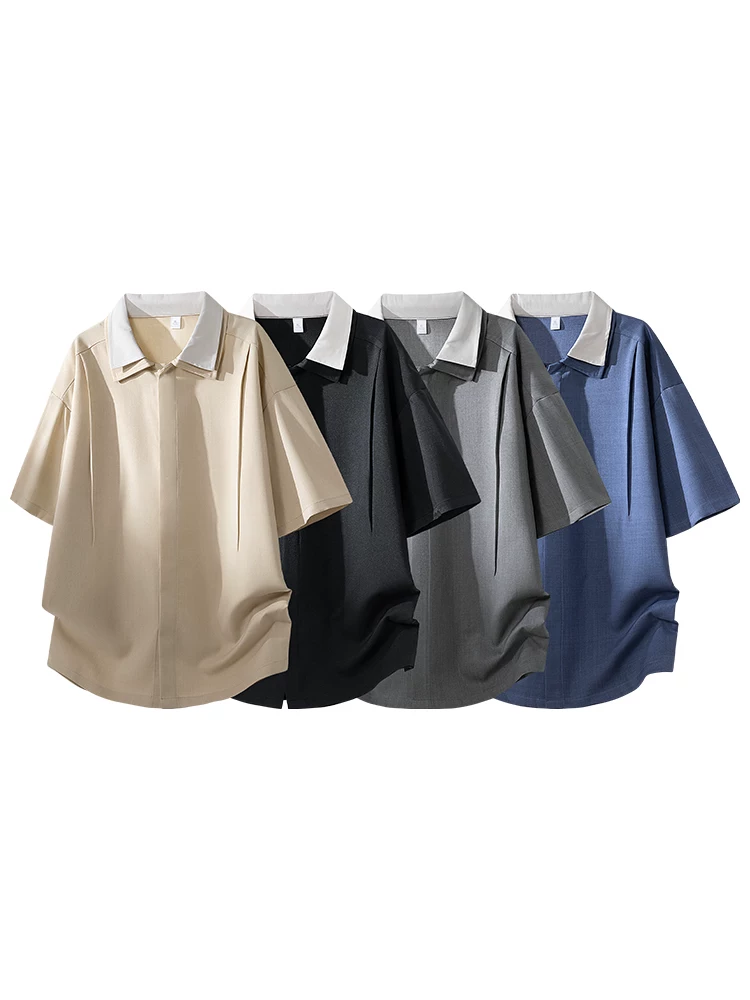 Áo thun cổ bẻ tay dài năm phần tư phong cách cao cấp của Jeanswest dành cho nam, áo thun thương hiệu thời trang thông thường rộng rãi thoáng khí mùa xuân hè.