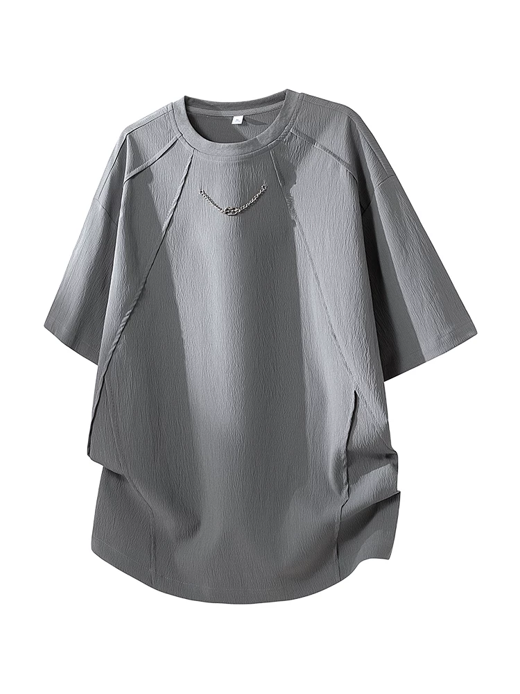 Áo thun nam cổ tròn chất liệu dệt kiểu Mỹ của Jeanswest, màu trơn, cao cấp, rộng rãi, thời trang, thoáng khí, tay ngắn mùa hè.