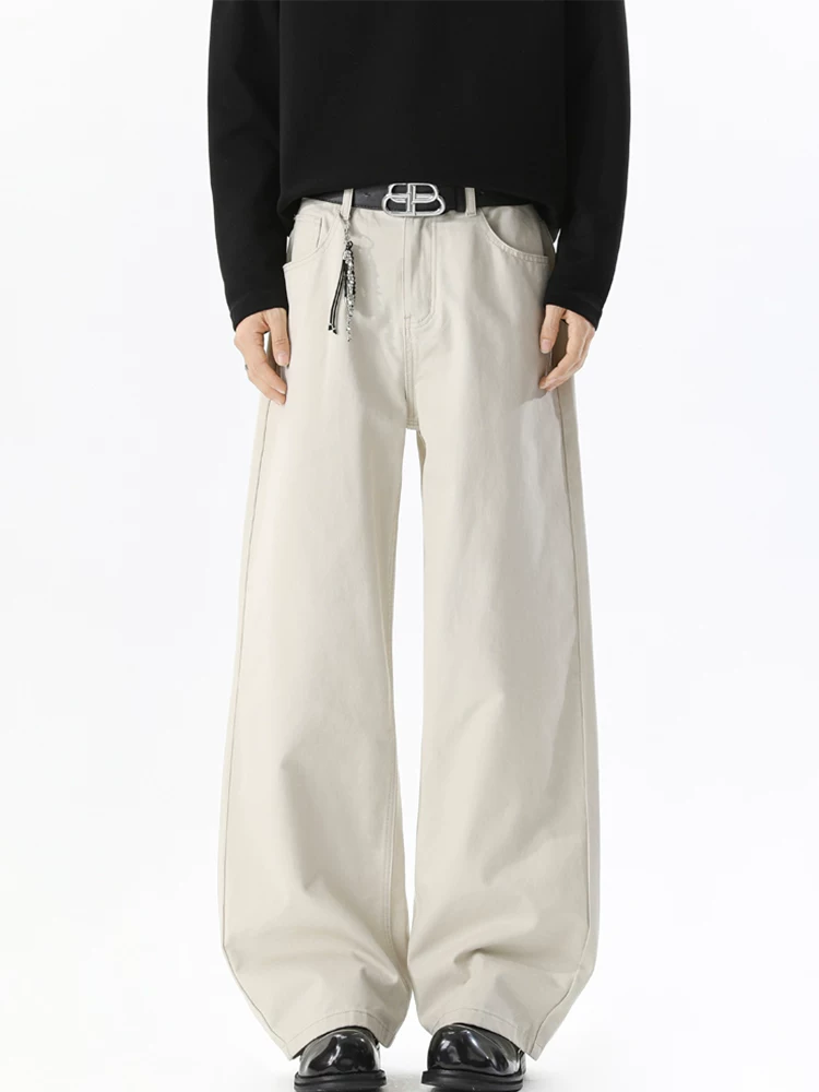 Quần dài ống rộng màu đen kiểu Mỹ của Jeanswest dành cho nam, mùa xuân thu, cảm giác cao cấp, quần dài dáng rộng thoải mái.