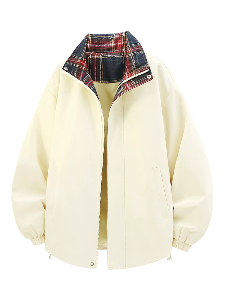 Áo khoác kẻ sọc cổ đứng kiểu Mỹ của Jeanswest dành cho nam, mùa xuân thu, thương hiệu thời trang cao cấp, áo khoác ngoài dáng rộng thoải mái.