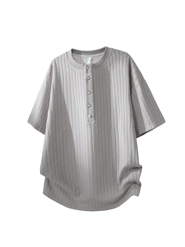 Áo thun ngắn tay cổ tròn sọc kiểu Mỹ của Jeanswest dành cho nam, mùa xuân hè, áo thun đen cao cấp dáng rộng thoải mái.