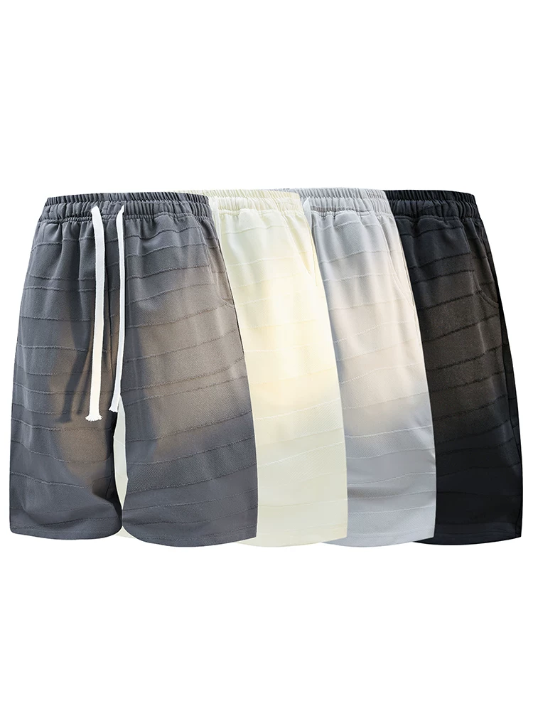 Quần short dây rút kẻ sọc phối màu phong cách Mỹ của Jeanswest dành cho nam, quần short năm điểm rộng rãi, thoáng khí, cao cấp mùa hè.