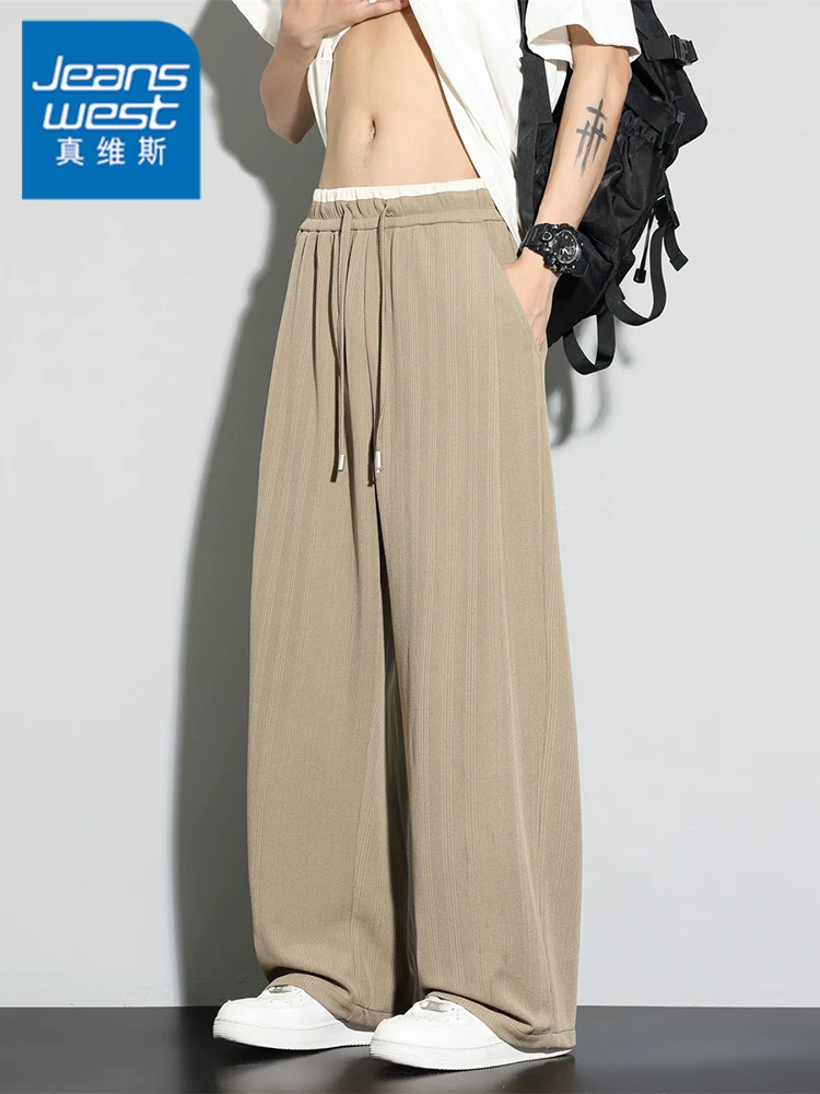 Quần dài ống rộng có dây rút cao cấp của Jeanswest dành cho nam, quần dài mỏng thoáng khí mùa hè.