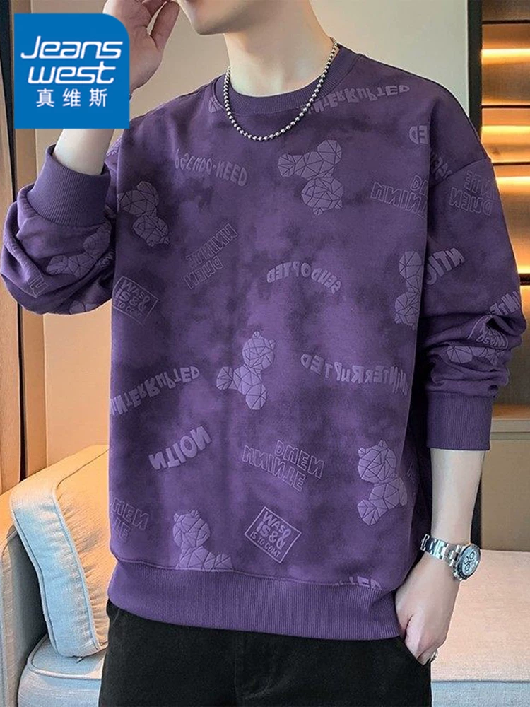 Áo nỉ nam Jeanswest 2026 mới hợp thời trang cổ tròn dài tay mùa xuân thường ngày dáng rộng đa năng trang phục mùa xuân