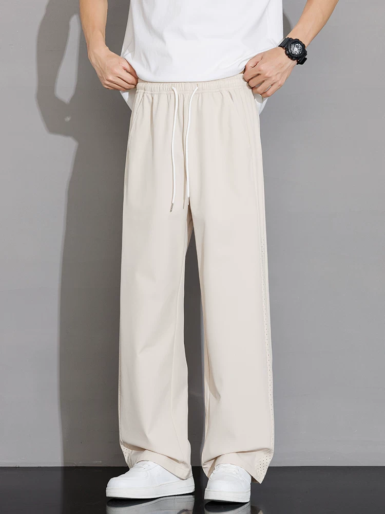 Quần Jeanswest kiểu Mỹ thời trang, chất liệu lưới nhanh khô, vải lụa băng dành cho nam, quần thể thao mùa hè mỏng, rộng rãi, đa năng, ống thẳng, phong cách thường ngày.