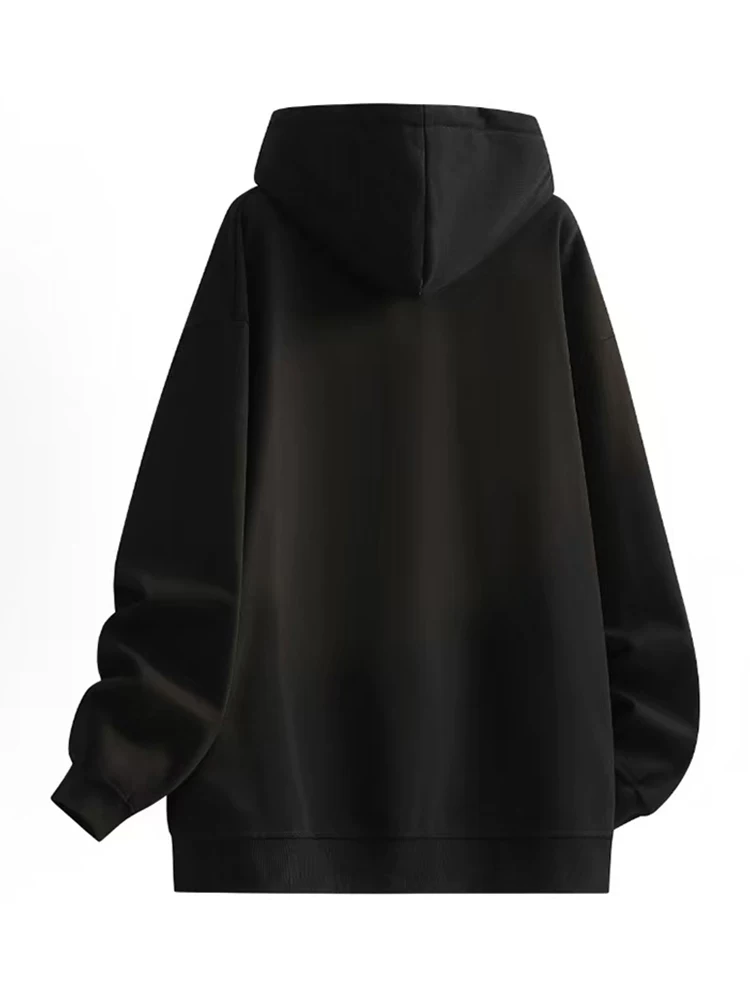 Áo khoác cardigan kẻ sọc có mũ trùm đầu kiểu Mỹ của Jeanswest dành cho nam, áo khoác màu đen dáng rộng hợp thời trang mùa xuân thu.