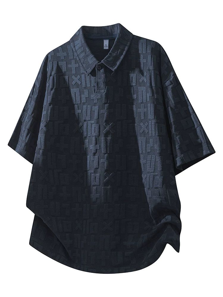 Áo sơ mi POLO dệt hoa văn màu trơn Jeanswest Áo thun nam mùa hè cao cấp dáng rộng thông thường thoáng khí thân thiện với làn da áo sơ mi ngắn tay