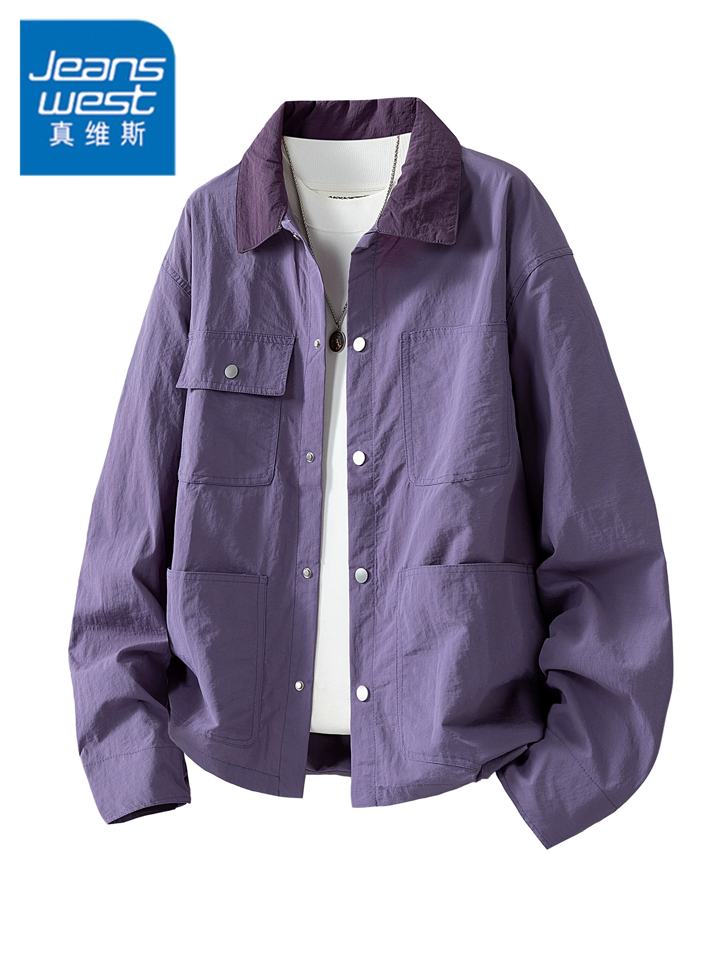 Áo khoác nam Jeanswest kiểu Mỹ phối màu, cổ điển, xu hướng mới xuân thu 2026, thương hiệu thời trang cao cấp, phong cách và sang trọng.