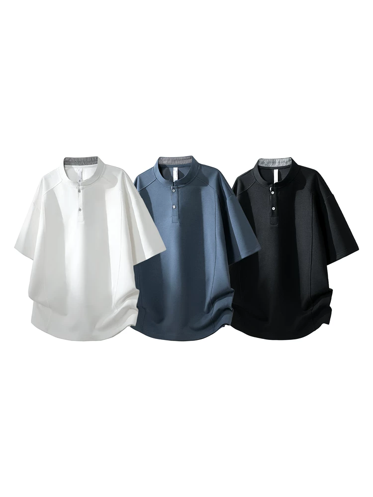 Áo thun nam cổ đứng cao cấp của Jeanswest, áo thun dáng rộng phong cách Mỹ thời thượng mùa xuân hè.