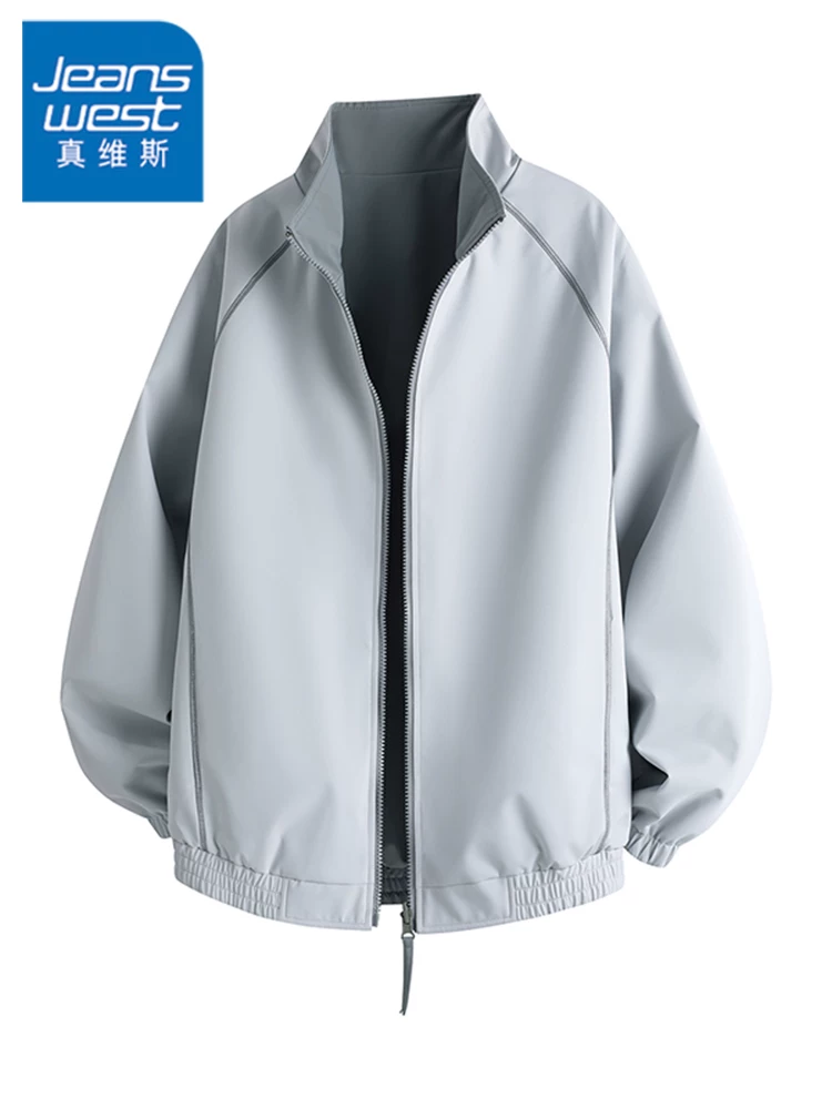 Áo khoác cổ đứng hai mặt kiểu mới Jeanswest 2026 dành cho nam, phong cách Mỹ, dáng rộng, chất liệu thoáng mát, thời trang, áo khoác ngoài mùa xuân thu.