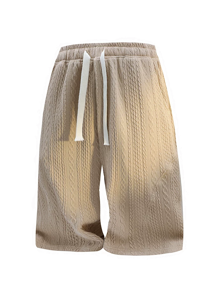 Quần short nam kiểu Mỹ chất liệu jacquard, phong cách casual, cao cấp, rộng rãi, thời thượng, thoáng mát, năm phần, mùa hè.