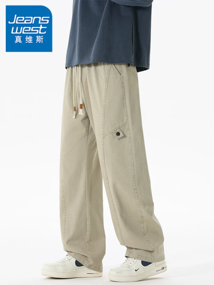 Quần dài ống rộng chất liệu cotton 100% cao cấp Jeanswest dành cho nam, kiểu dáng Mỹ, thoải mái, đa năng, thích hợp cho mùa xuân và mùa thu.
