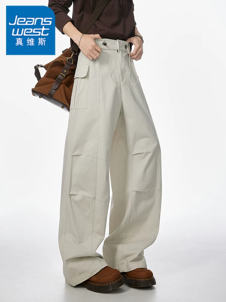 Quần jean nam Jeanswest 100% cotton nguyên chất, dáng thẳng, phong cách công sở, mùa xuân, thương hiệu thời trang cao cấp, dáng rộng, quần dài màu kaki.